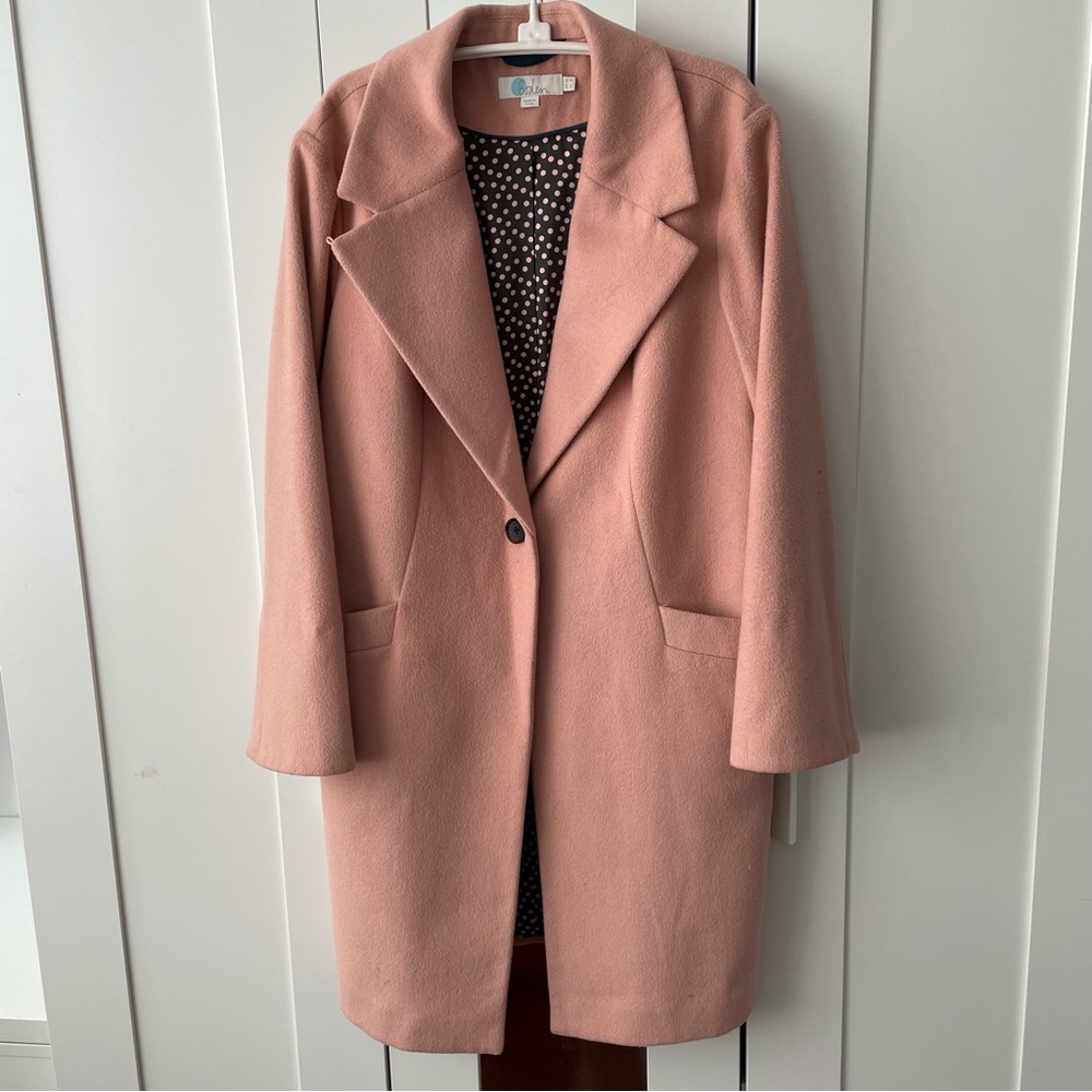 Boden Pink Wool-Blend Long Coat